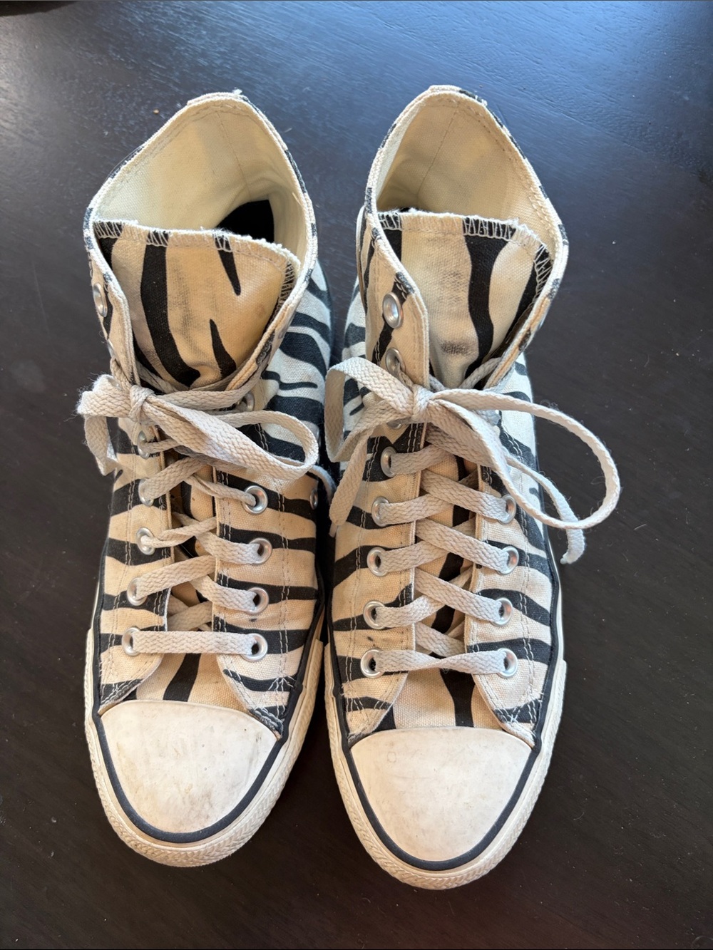 Converse Women's High-Top Lace-Up Boots in Black & Cream Zebra Print